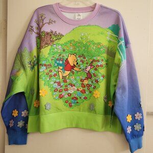 Disney Winnie The Pooh Floral Embroidered Crewneck Sweatshirt Sweater Disneyland